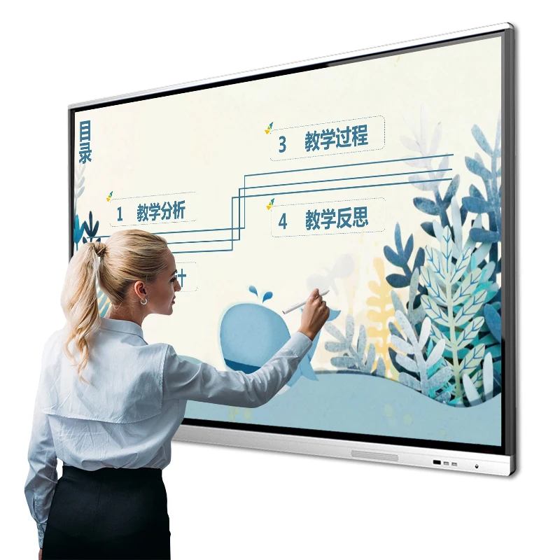 mobile stand infrared finger 20 touch points smart 65 inch interactive flat panel display