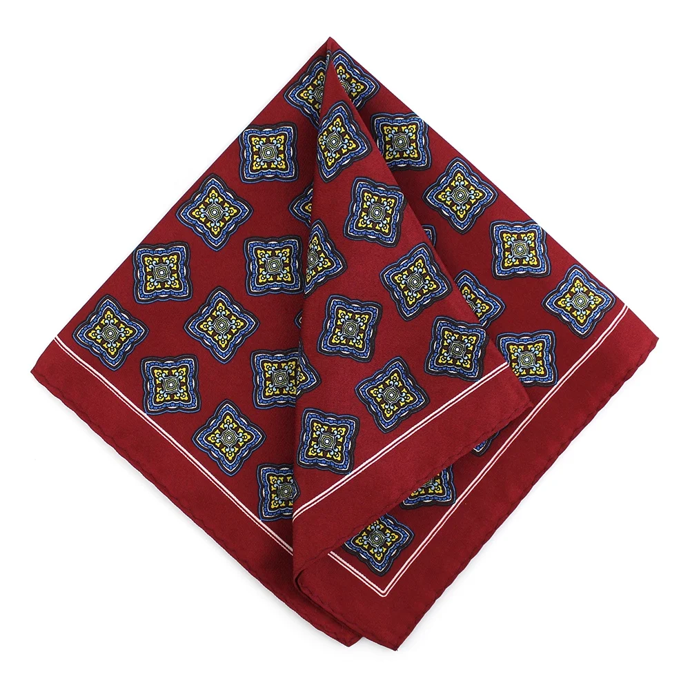 Handkerchief Durable Polyester Twill Casual Daily Fashion Custom Print Geometric Floral Mens Wholesale 32 x 32 Pocket Square
