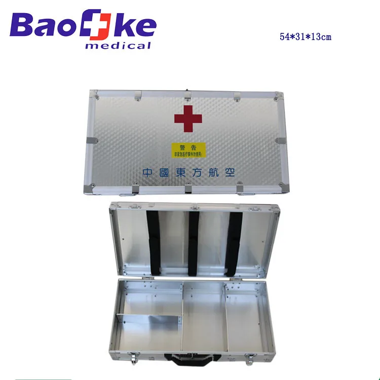 High Quality  Aluminium hard Carrying Medical Case, Portable metal First Aid Kit Box cabinet for airline emergency