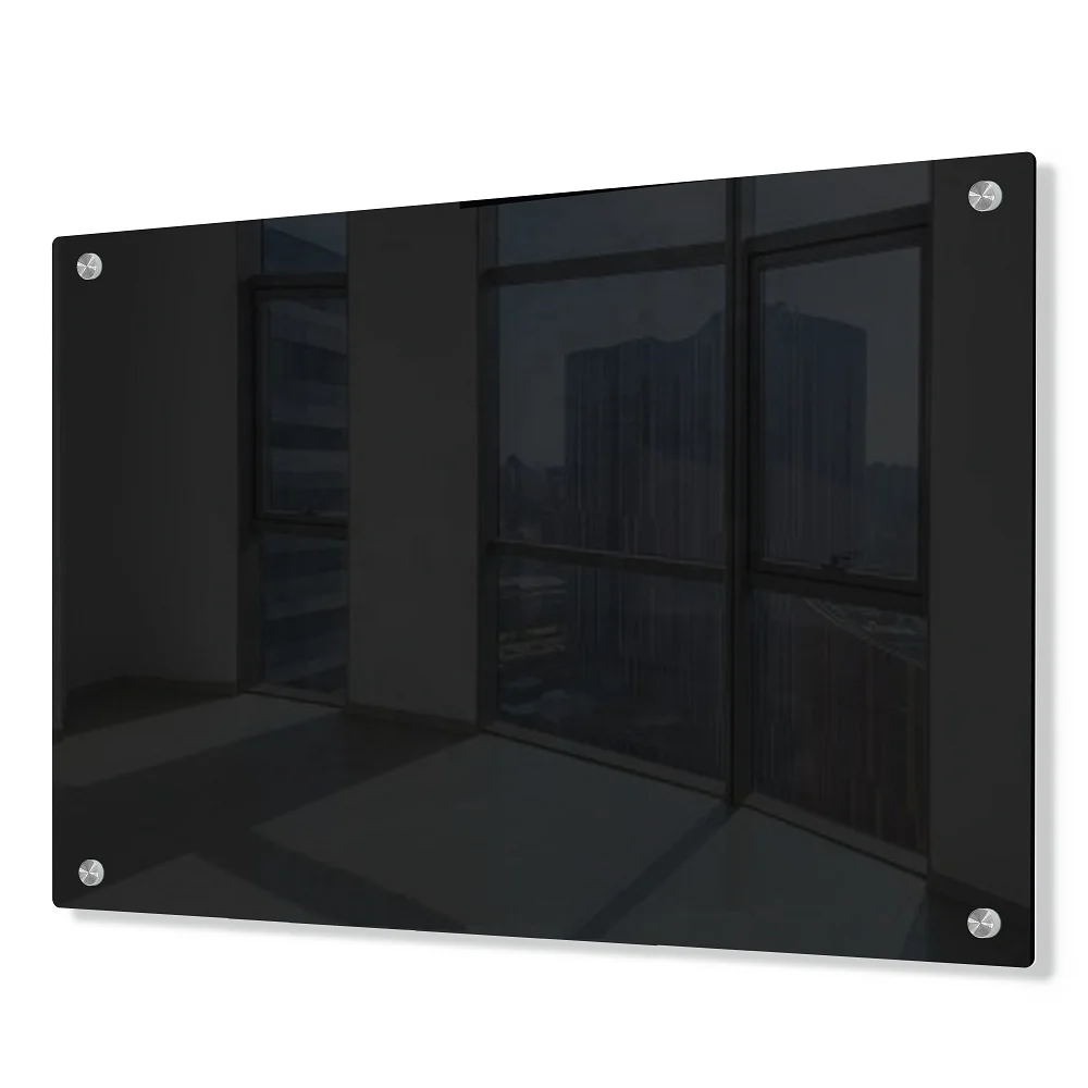 35 x 47 Inches Frameless Black Surface Magnetic Glass Dry Erase Board Includes Markers, Marker Tray, Eraser