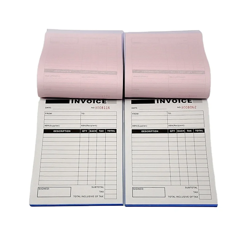 Custom NCR receipt book 2/3/4/5/6 sets invoice book printing carbonless copy paper booklets
