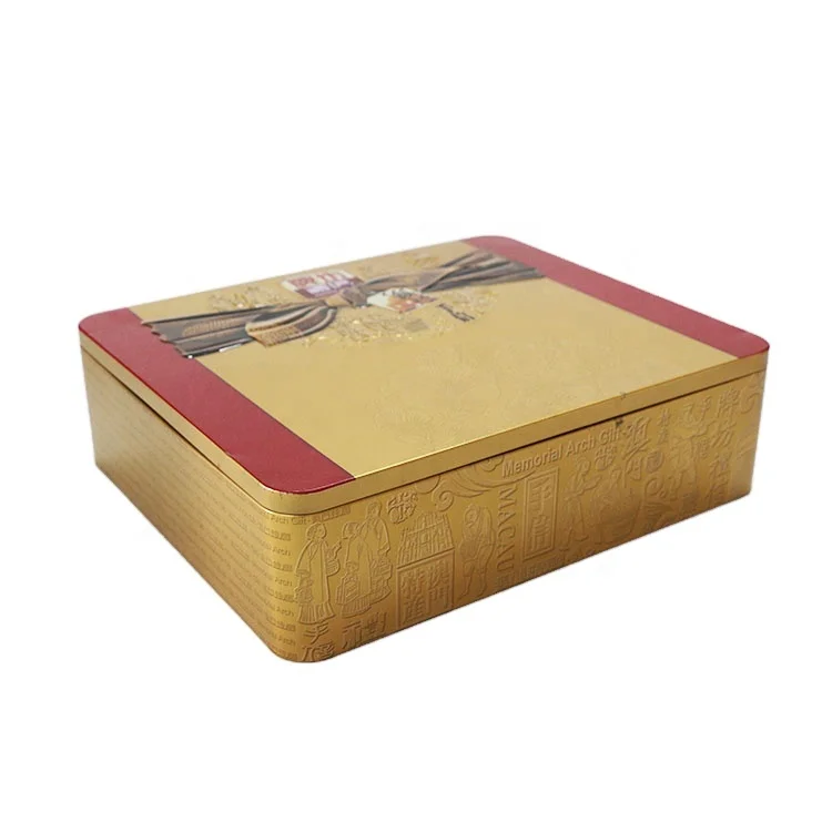 Custom big size metal moon cake packaging gift box