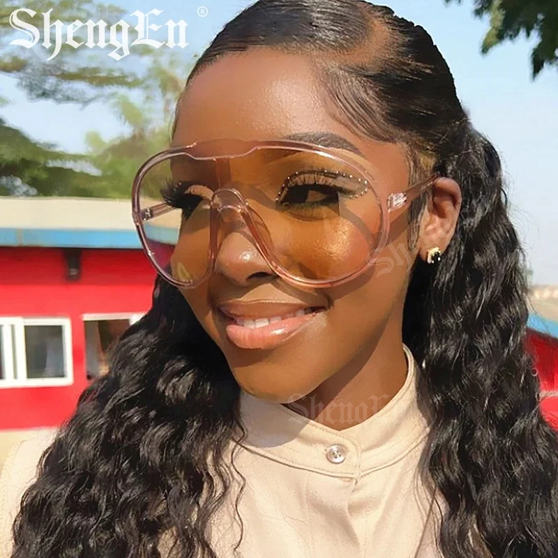 365 New Plastic Frame One-piece Lens Vintage Oversized Windproof Sunglasses For Women 2023