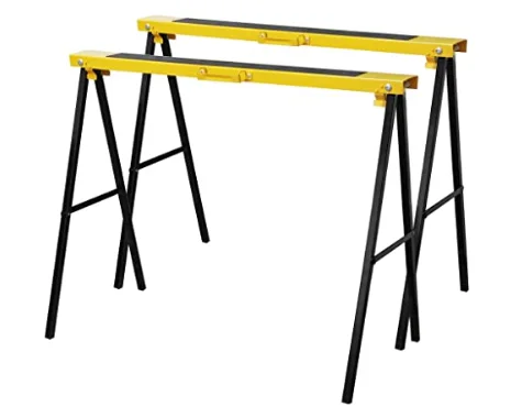 Portable Folding Sawhorse, Heavy Duty Twin Pack, 275 lb Weight Capacity Each 2 Pack (Yellow)