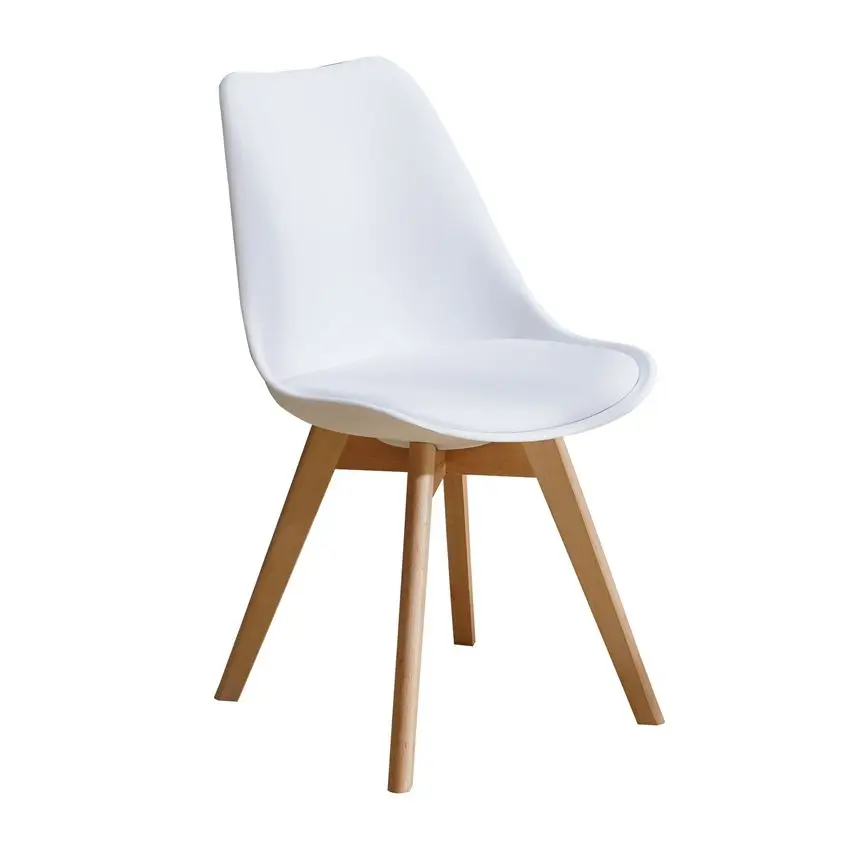 Cheap White Plastic Wooden Design Room Furniture Chairs In Polypropylene Outdoor Cafe Modern Beech Legs Dining Chair