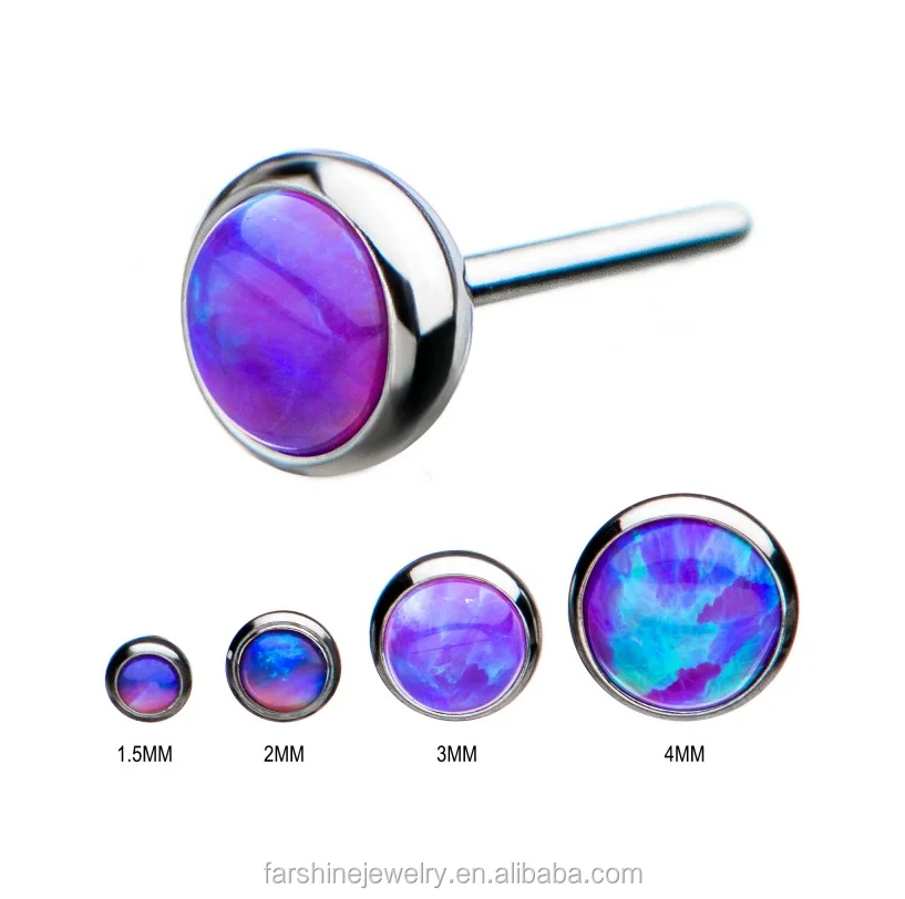 Giometal ASTM F136 Titanium piercing Disc Bezel Set End Tragus Helix conch labret Daith Threadless Body Jewelry Wholesale