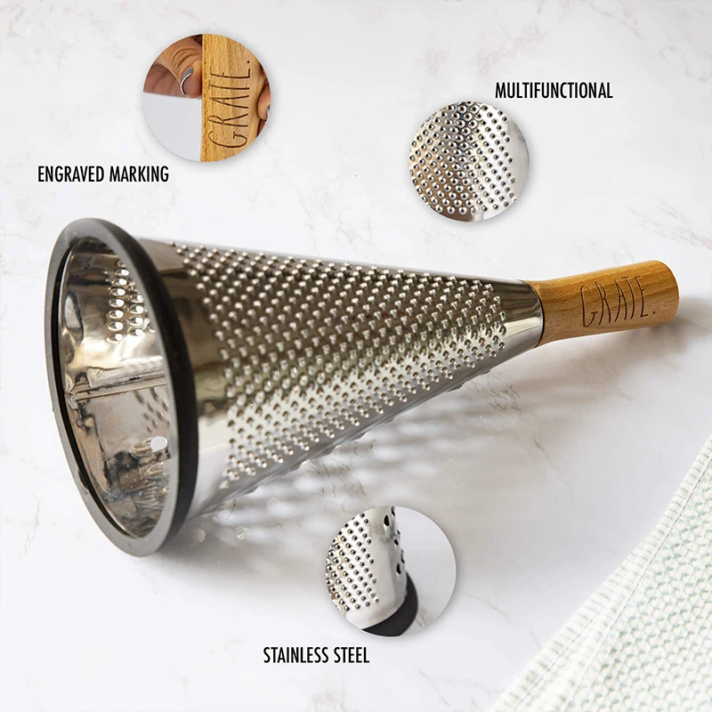 stainless steel graters for kitchen professional box grater Shredder with Wood Handle