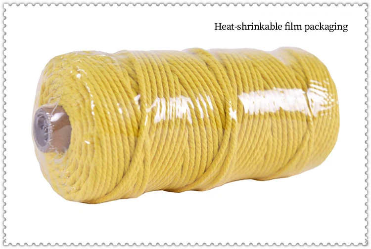 High quality heat shrinkable film packing twisted braided cord 3mm macrame cotton