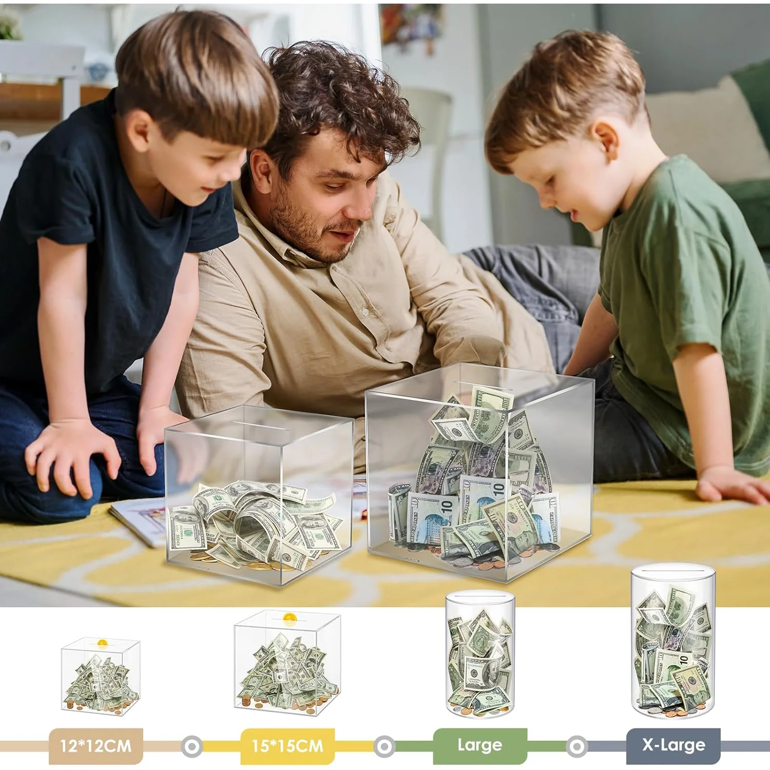 Small Modern Clear Acrylic Piggy Bank Acrylic Coin Storage