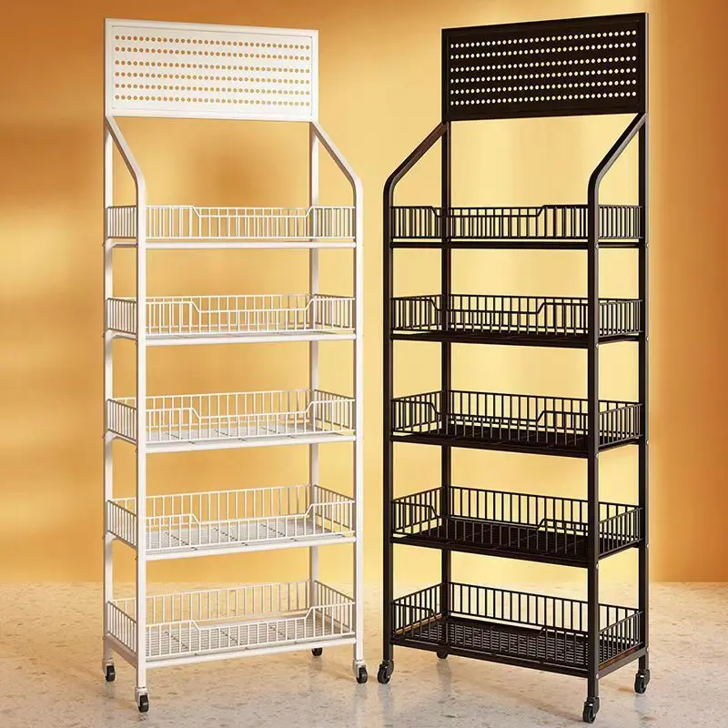 Convenient Store Supermarket Snack Shelf Storage Rack Metal Multi-layer Display for Drinks Food Toys Cashier-Movable Rack