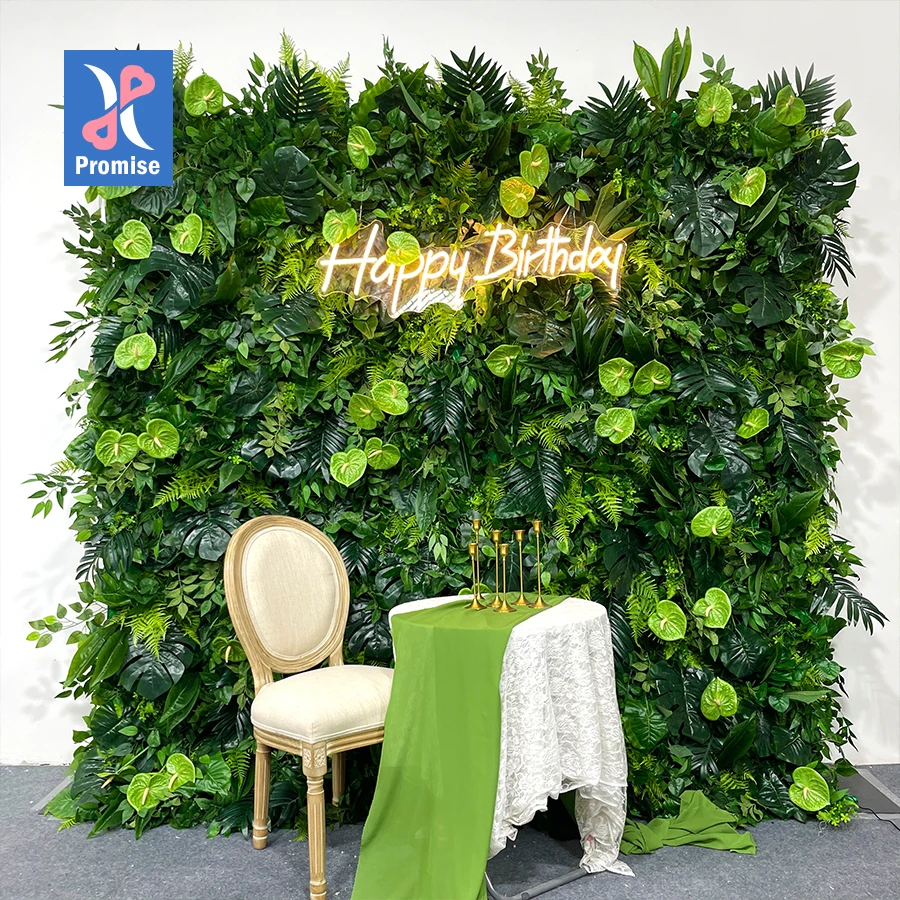 Promise Grass Wall Plastic Artificial Flower Wall Grass Panel Plant Green Wall For Indoor Outdoor Decoration