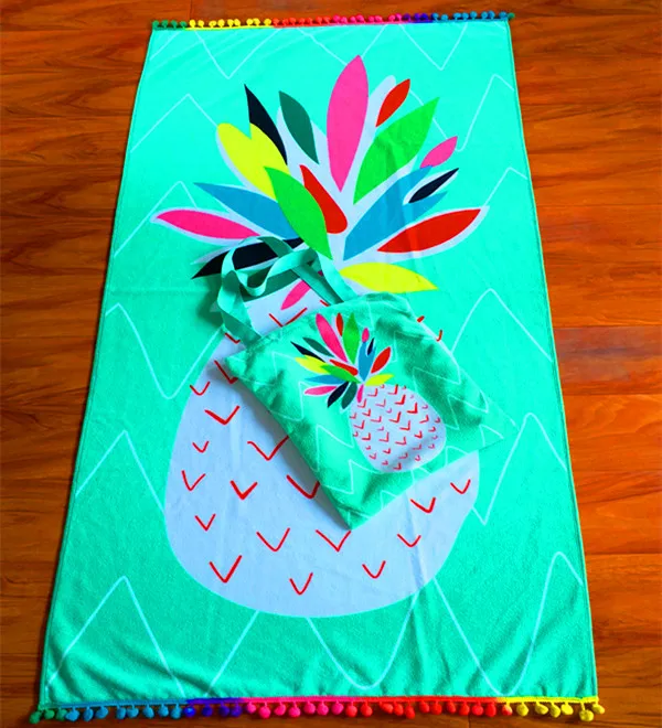 Custom design printed beach towel with pillow