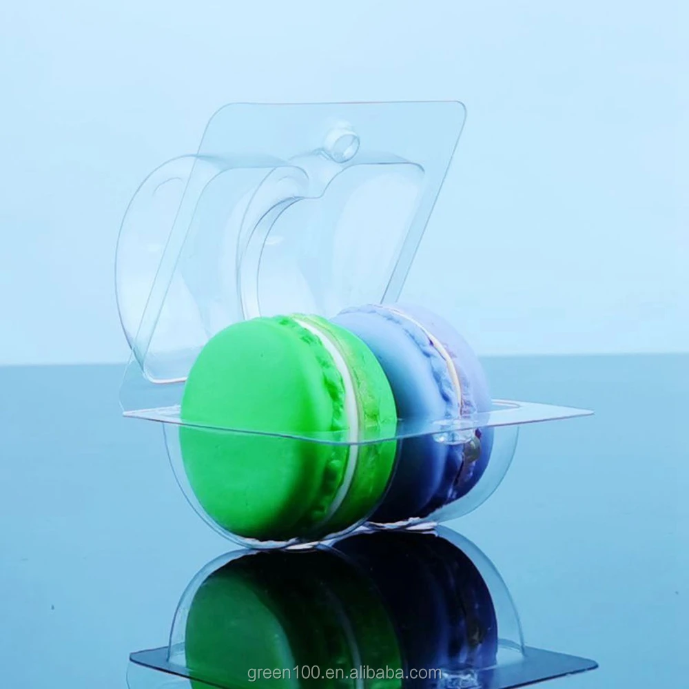 clear plastic round cavity blister tray 2 pcs macaron gift box with printed logo macaron packaging