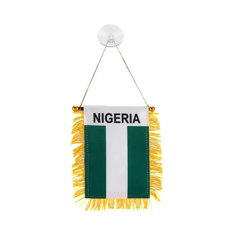 Manufacturer Supplies Custom Logo Design Football Pennants USA Nigeria Panama All Countries Hanging Mini Flag With Fringe