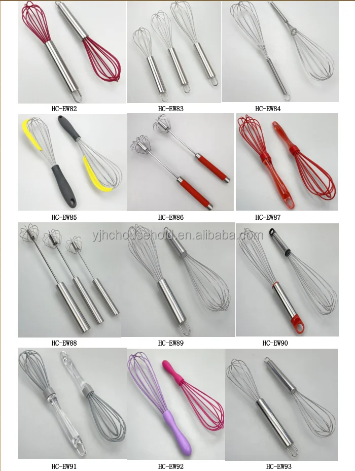 Colorful Manual silicone egg Whisk with Plastic handle / Silicone kitchen whisk