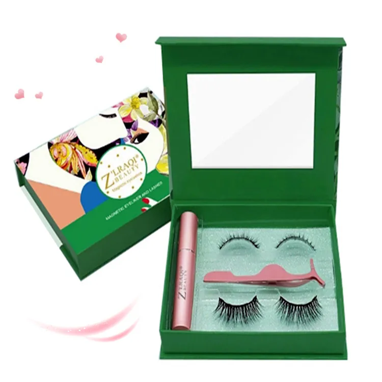 Набор черных магнитных ресниц ручной работы от производителя, упаковка на заказ, 2 пары