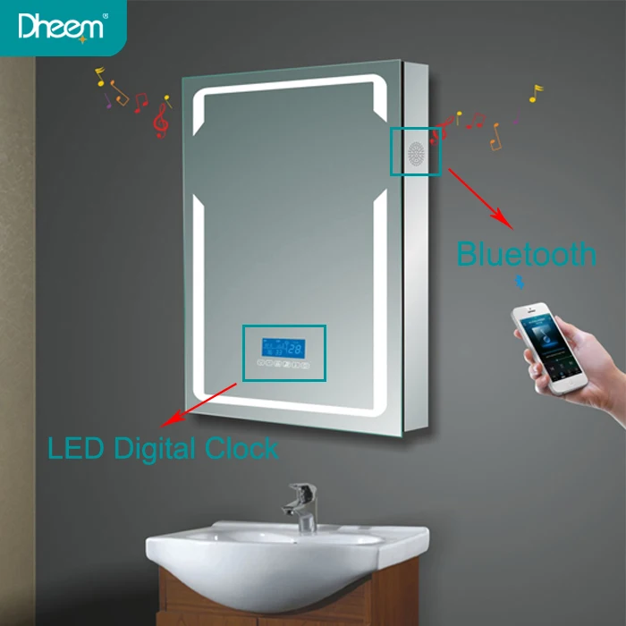 
Dheem Foshan Modern Bathroom Smart LED Vanity Makeup Mirror with Blue Speaker 
