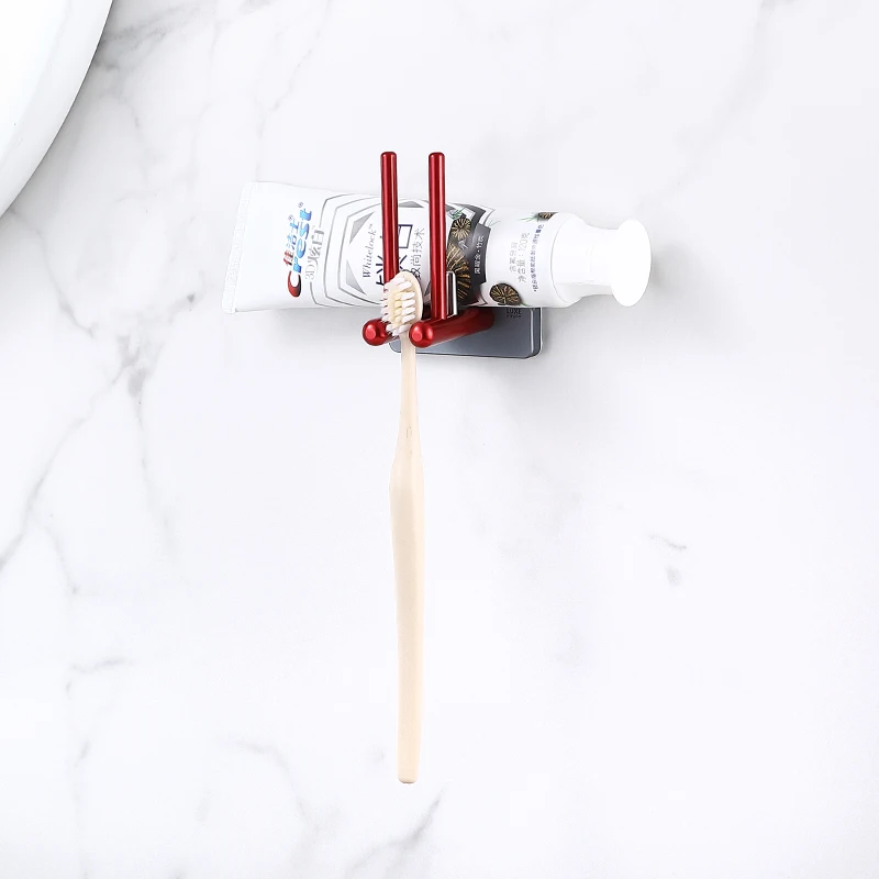 Wall mounted Tooth Glass hanger bathroom storage set Toothbrush Holder with glue adhesion CNC Aerial Alloy