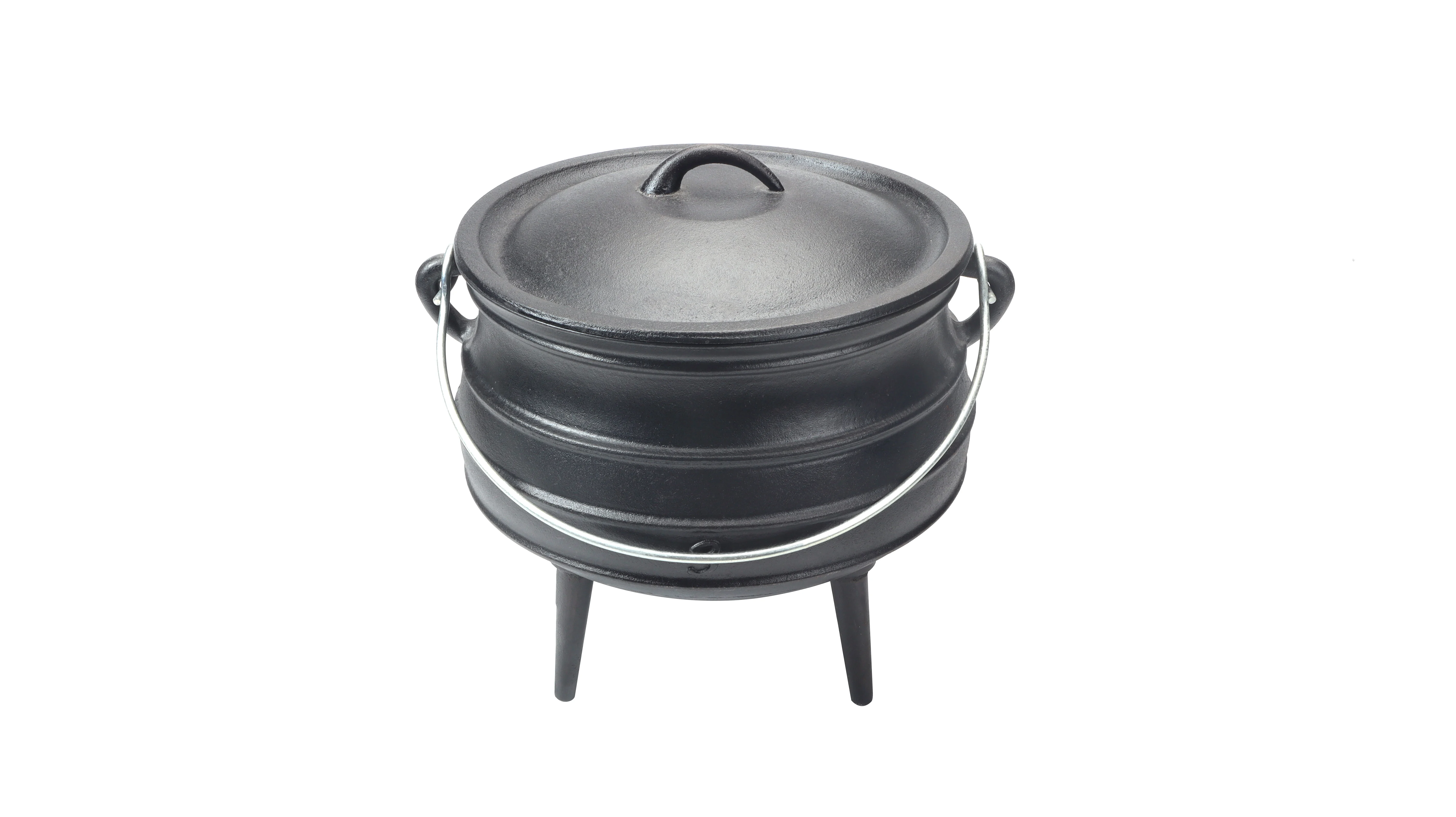 2024 Hot Sell Cast Iron Outdoor Cookware Africa Custom Big Large Cauldron Cooking 8 Liters Potjie Pot and Pan Set