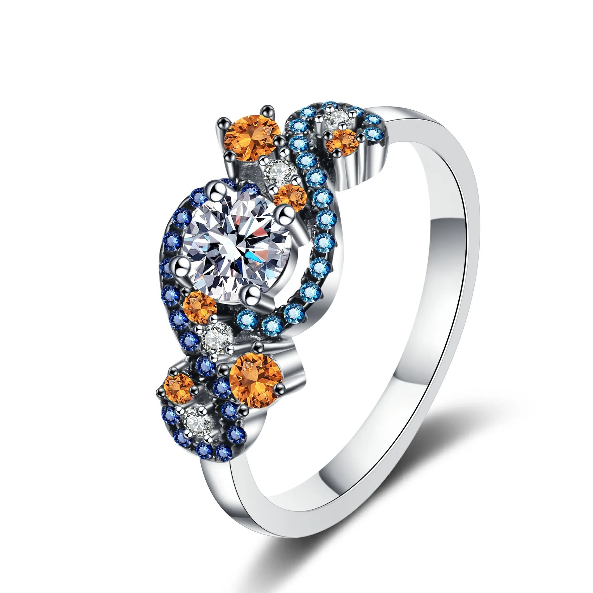 925 Sterling Silver Fine Jewelry Rings - Angel Eyes and Mosaic Moissanite-Studded in Colorful  Perfect Gift for Anniversary