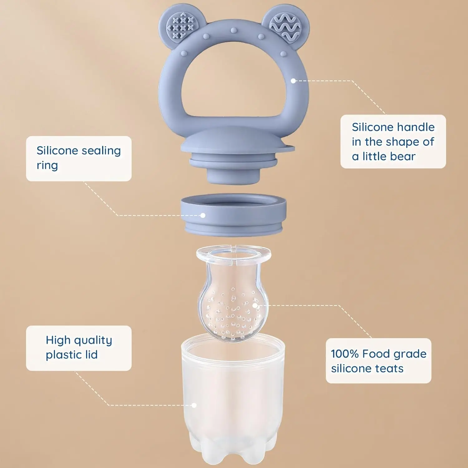 2024 новый силиконовый питатель для детских фруктов 2 упаковки с мини-лотком морозильной камеры контейнер подачи и льда на заказ