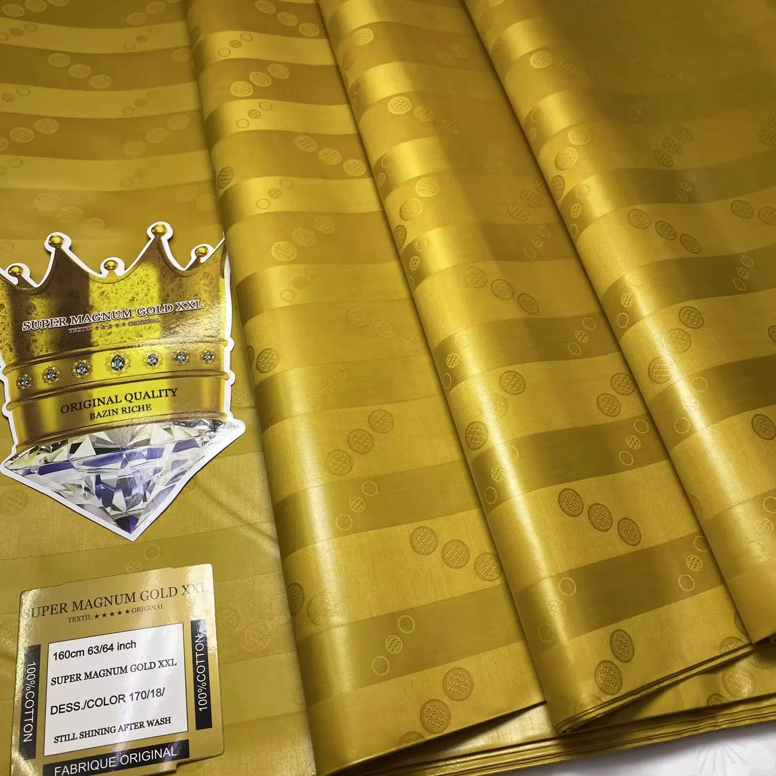 Wholesale high quality Super magnum gold XXL bazin riche 100% cotton shining bazin riche fabric with perfume
