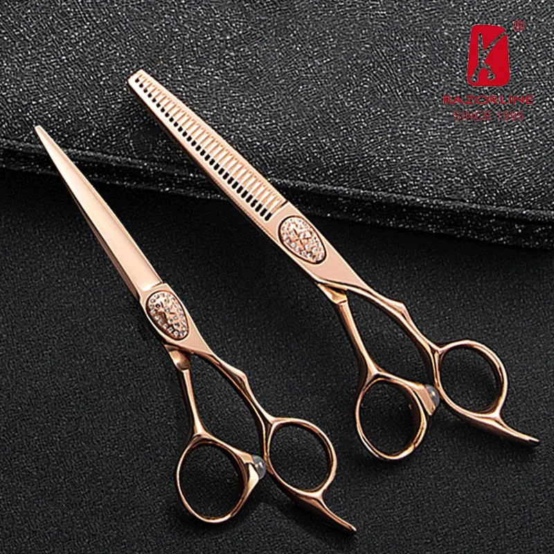 FX07RG Christmas Gift Art Tools SUS 440C Stainless Steel Hair Scissors Sharp Hairdressing Cutting Scissors