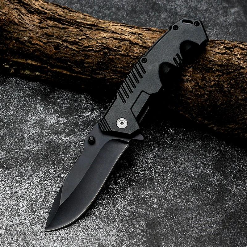 wholesale Hot seller custom stainless steel folding tactical survival pocket knife with oxidation aluminum handle