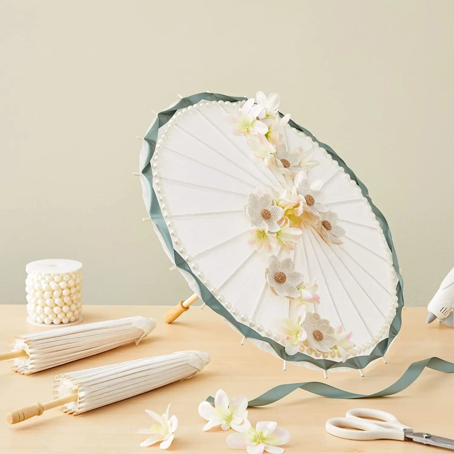 Chinese Bamboo Paper Umbrella DIY white paper parasol umbrella wedding