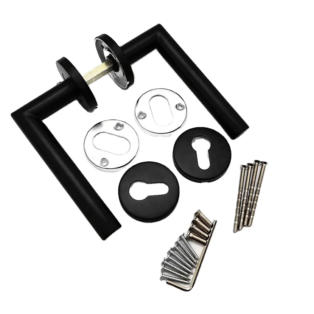 Contemporary Style Stainless Steel  With Plastic Underbase Hollow Lever Door Handle