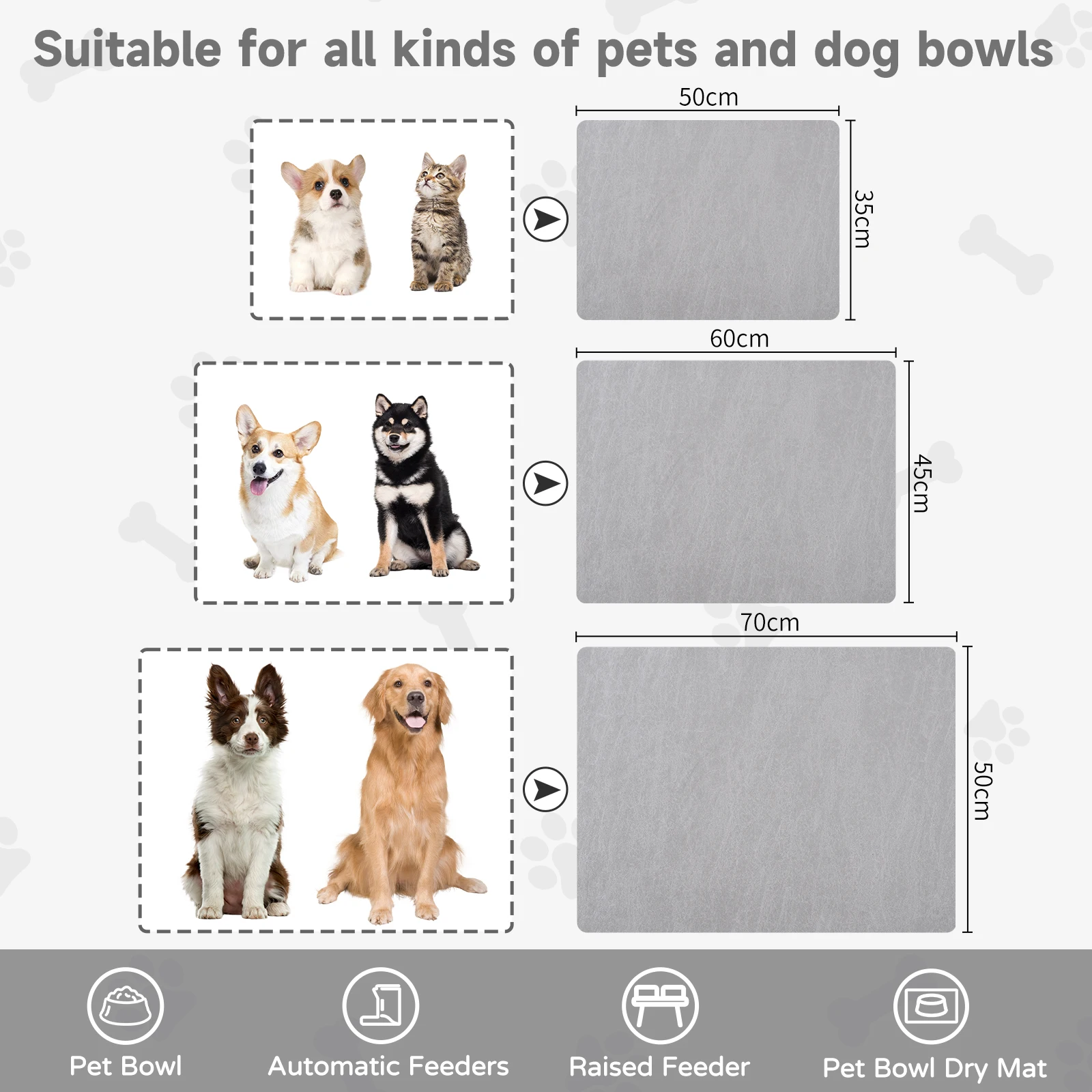 Scratch resistance Removable replaceable Custom Logo Pet Bed Anti-SlipTraining Pad Bowl Food Feeding Mat with Rubber bottom