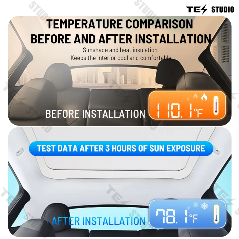 Ambient LED Light Kit On The Roof Automatic Scroll Voice  Electric Sunshade For Tesla Model Y