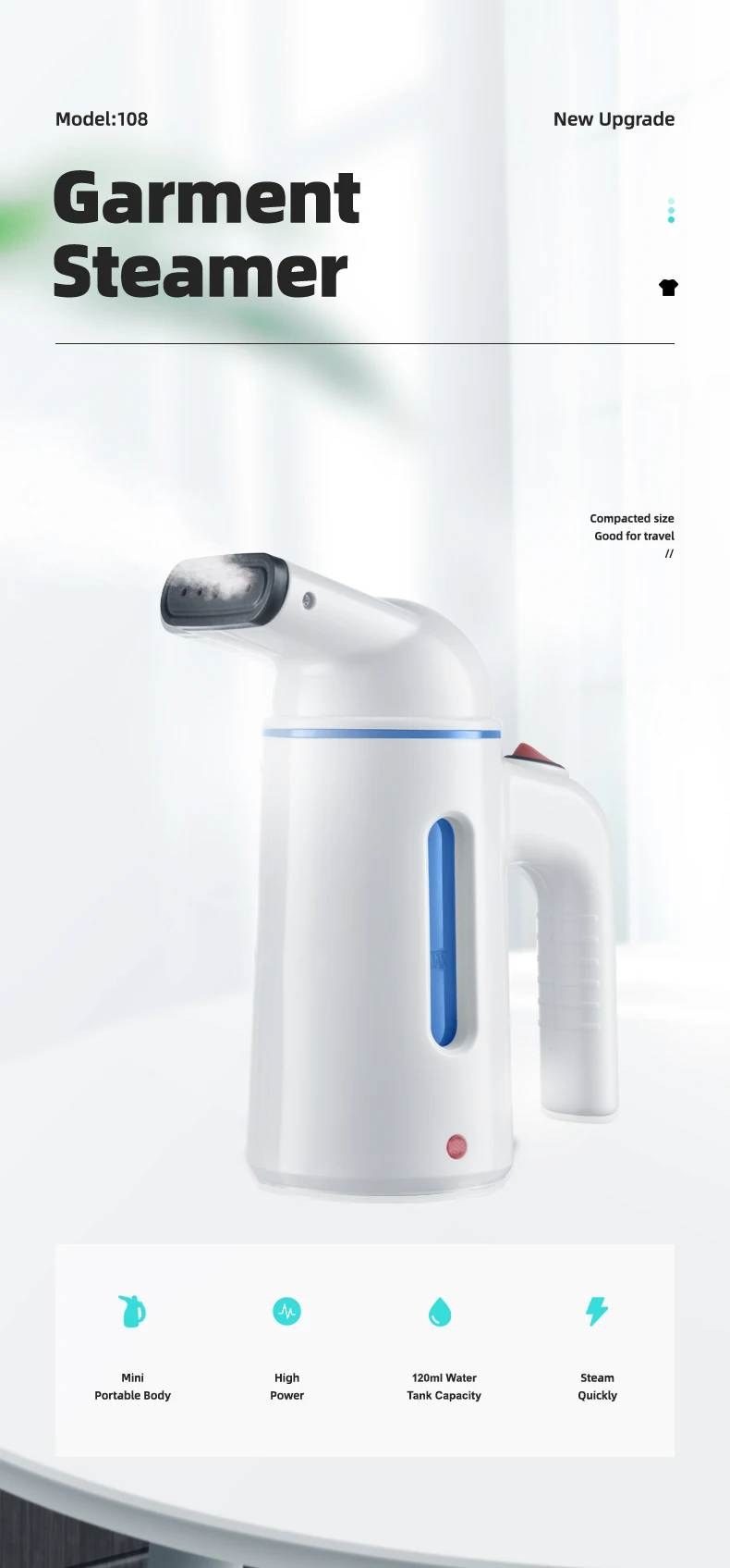 Wrinkle Remover Mini Hand Portable Travel Size Garment Clothing Steamer Steam Iron