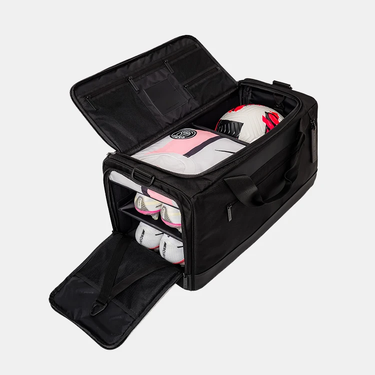 designer sport gym tote sneaker shoe bag, side pocket custom travel sneaker bag with 3 Adjustable Dividers