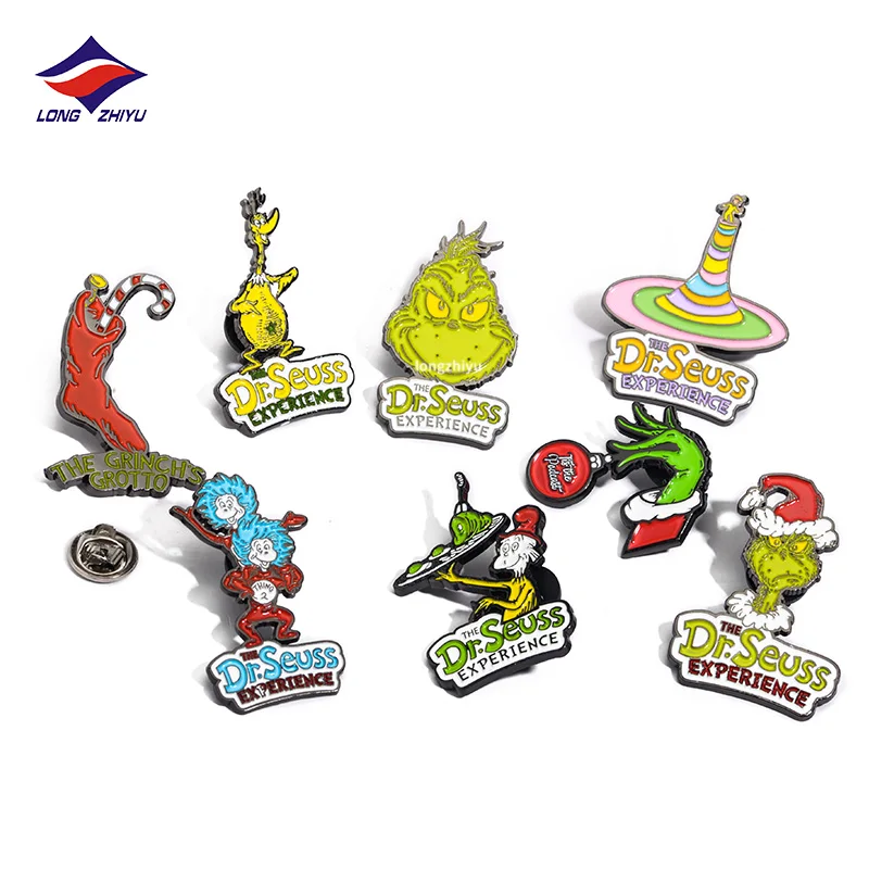 Longzhiyu 17 years metal logo badges manufacturer custom jacket game soft enamel pin wholesale cute anime lapel pins