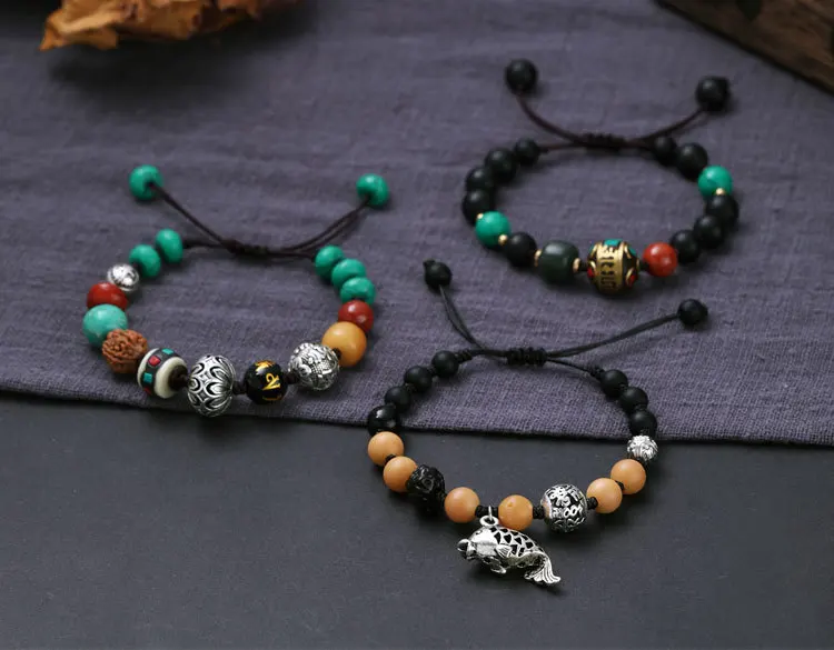 Fashion Tibetan Beads Bracelets Jewelry for Men Women Nepal Ethnic Good Luck Amulet Charm Tibetan beads Handmade Bracelets Gift