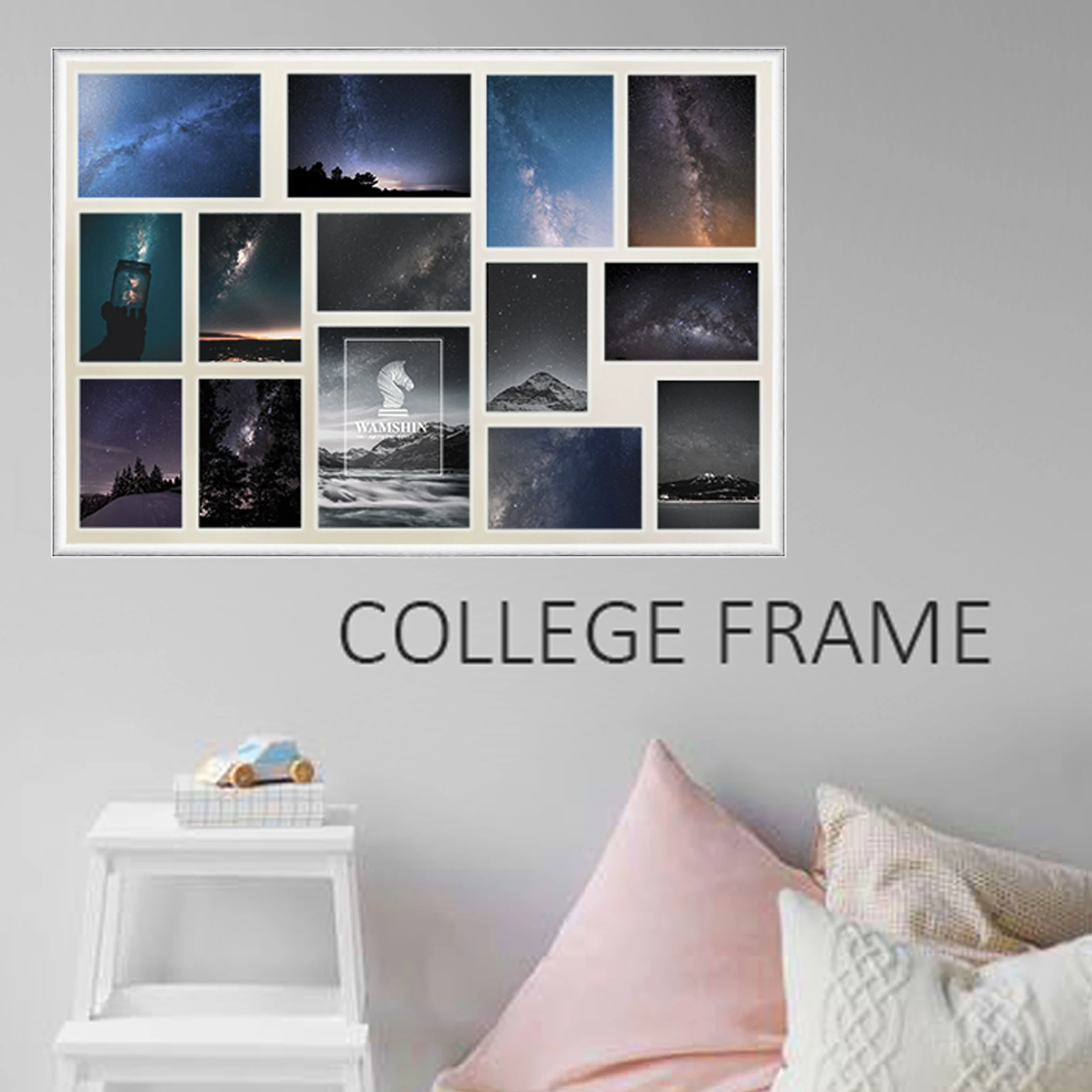 Customization Small Fresh Plastic Photo Collage Frame Living Room Sofa Background Hanging Picture Frame Wholesale