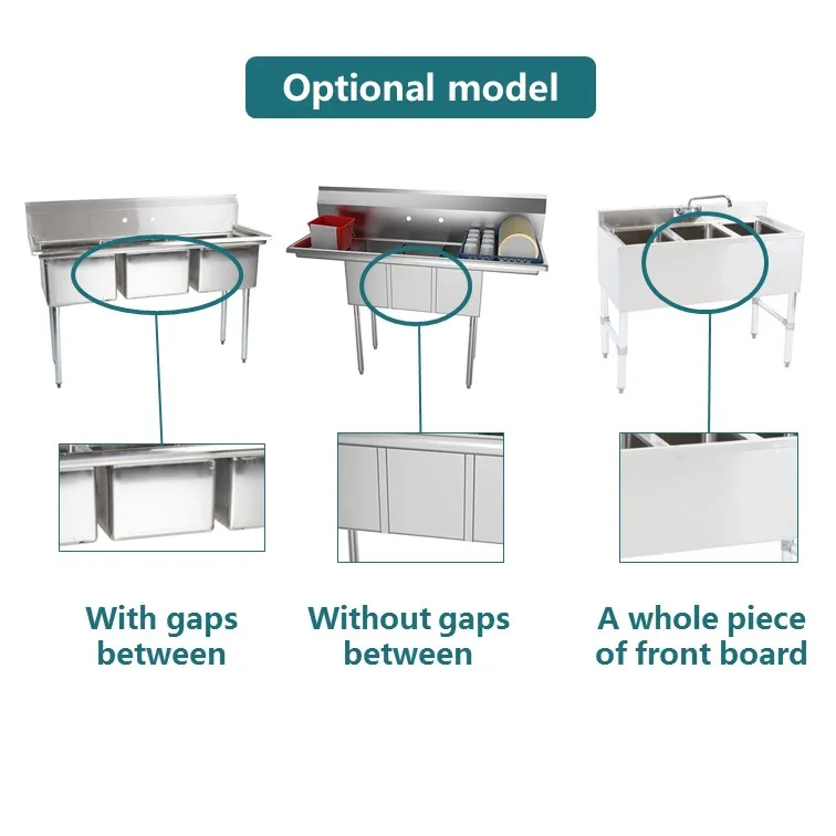 Custom size commercial 201 304 stainless steel restaurant sink compartment sink kitchen sink