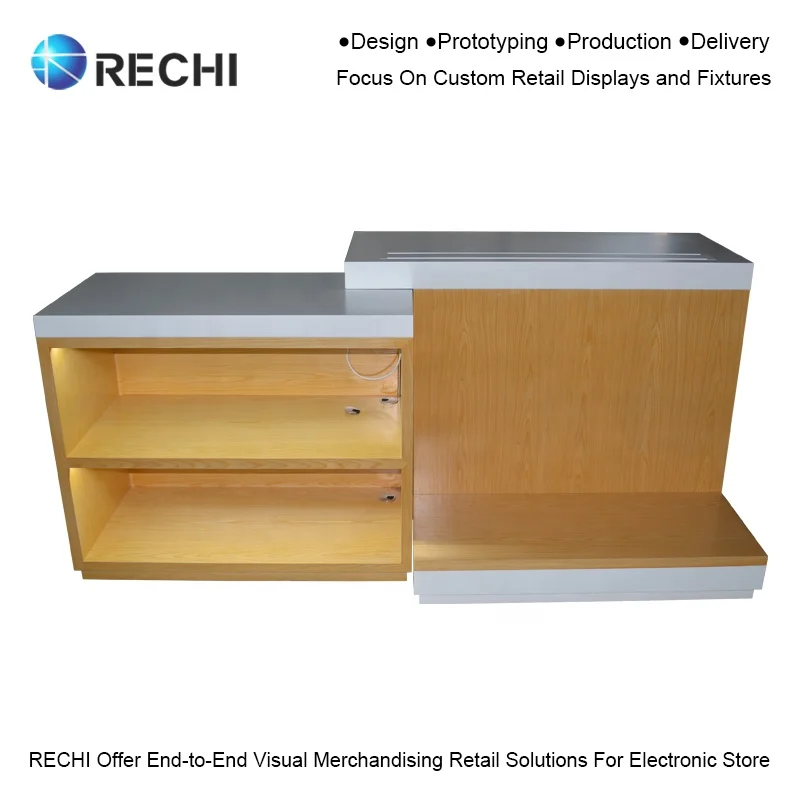 RECHI Mobile Phone Store Display Fixture Floor Standing Wooden Retail Pop-up Display Stand With Sign for Electric Car Balance