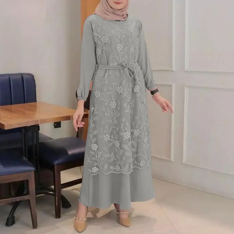 Turkey Clothes Girls Casual Dresses Round Neck A-line Muslim Women Dress Factory Direct Sale Abaya Women Muslim Dress