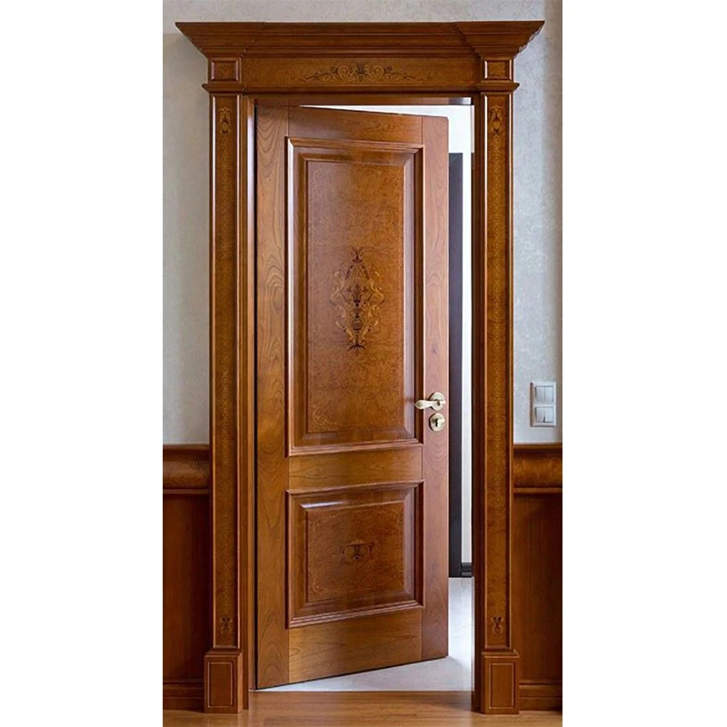 automatic interior Doors Wood Eco Wood Decorative Out Prehung Interior WPC Wood Easy Install Walnut Color Bedroom Waterproof