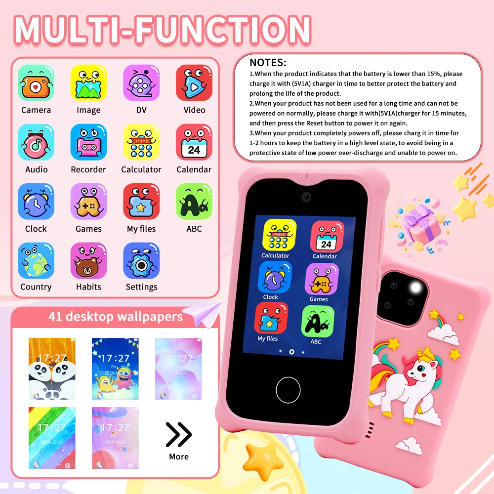 Children Toy Phone for Girls Boys Toy Cell Phone Toy  Learning Game Phone With Camera