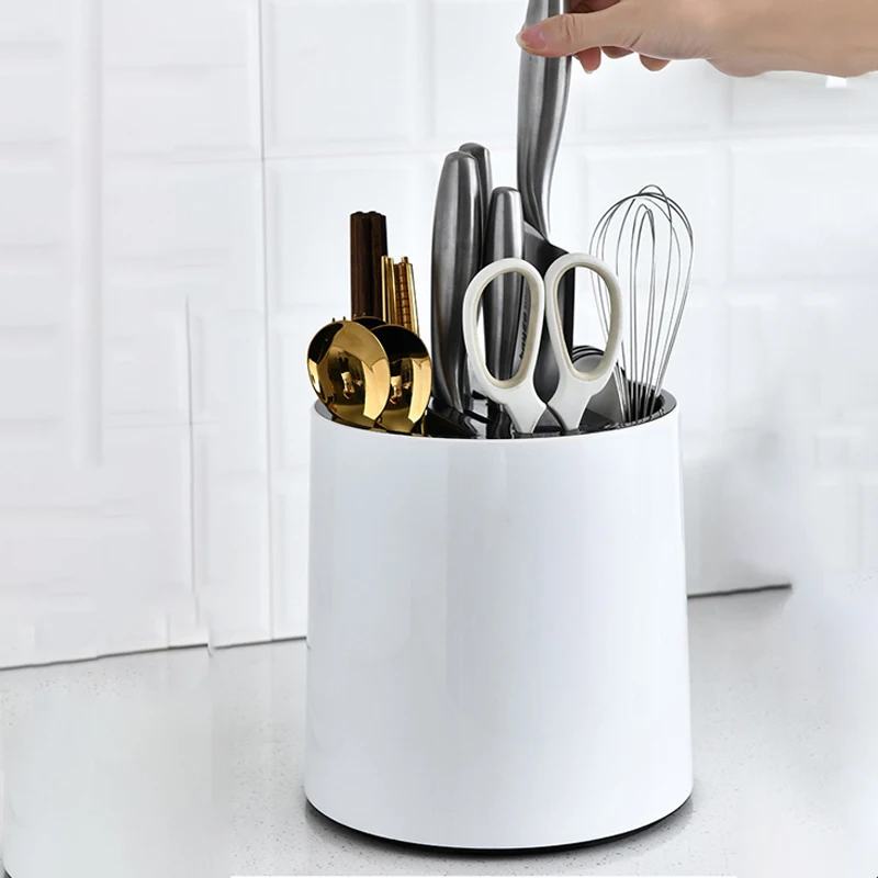 360 Degree Rotating Cutter Knife Kitchen Organizer Holder Chopsticks Knives Forks Spoon Cookie Cutter Storage Rack Kit