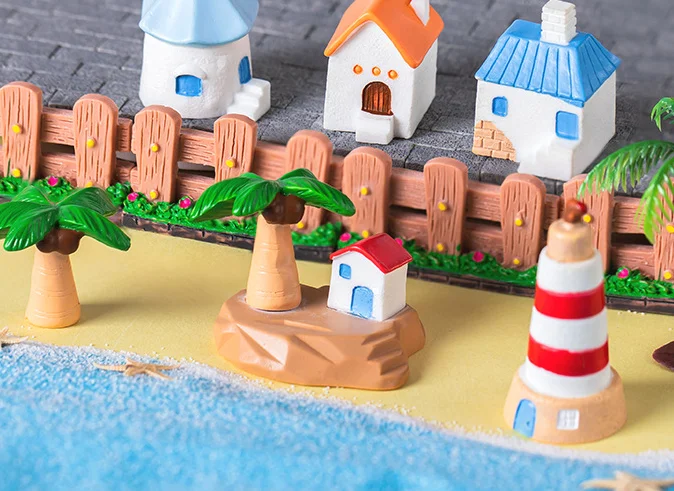 resin mini baby kids beach toys toddlers with bucket beach sand castle molds resin pigeon lighthouse coconut tree