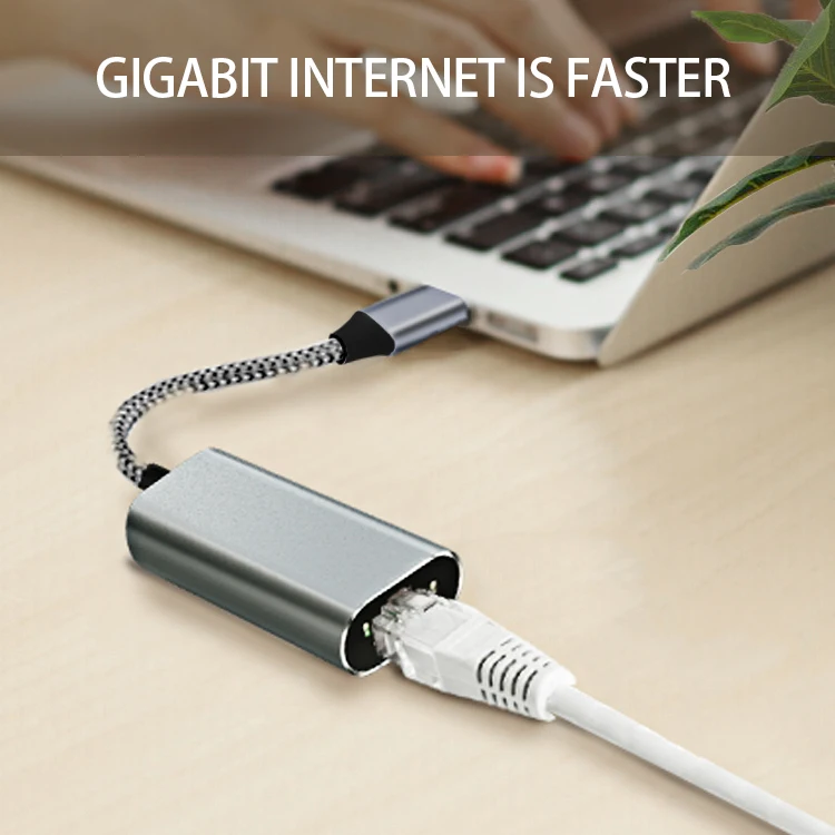 Type C Gigabit Ethernet Adapter Usb 3.1 Network Card To Rj45 Lan 10/100/1000 Mbps External For Windows 10 and Mac OS