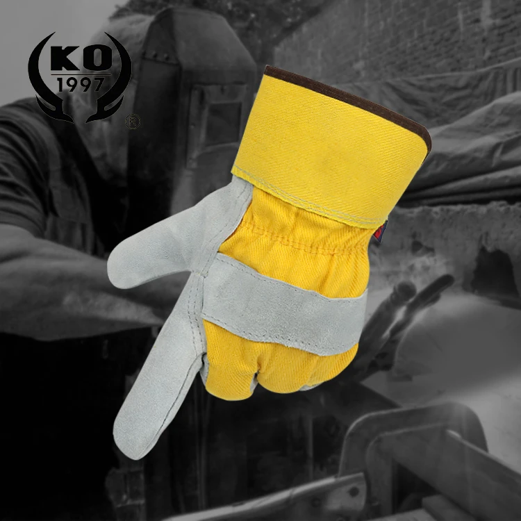Best seller leather working work gloves men with stretchable wrist