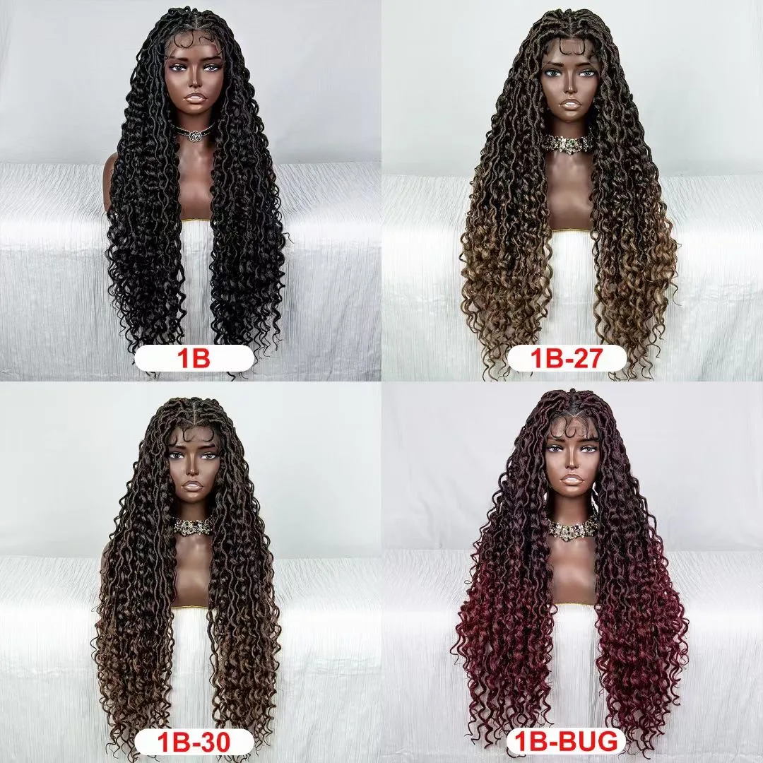 River Locs Lace Front Braided Wigs Synthetic Hair Wigs Soft long goddess locs hair Glueless lace closure wigs