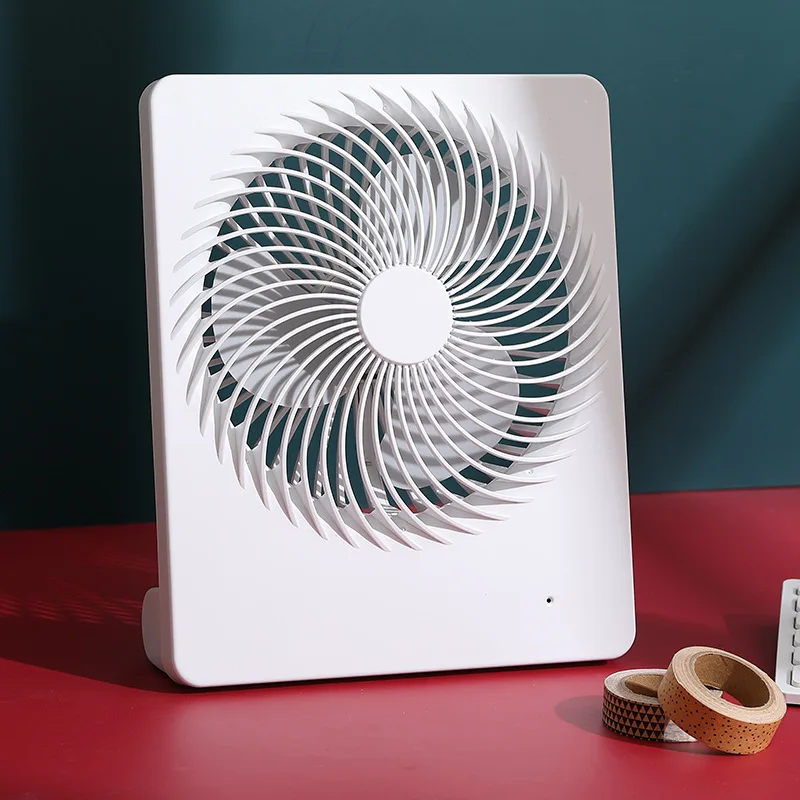 
2021 Best White Mini Table Cooling Fan Ultra Slim Square Desktop Air-Circulating Fans For Home Office Use 