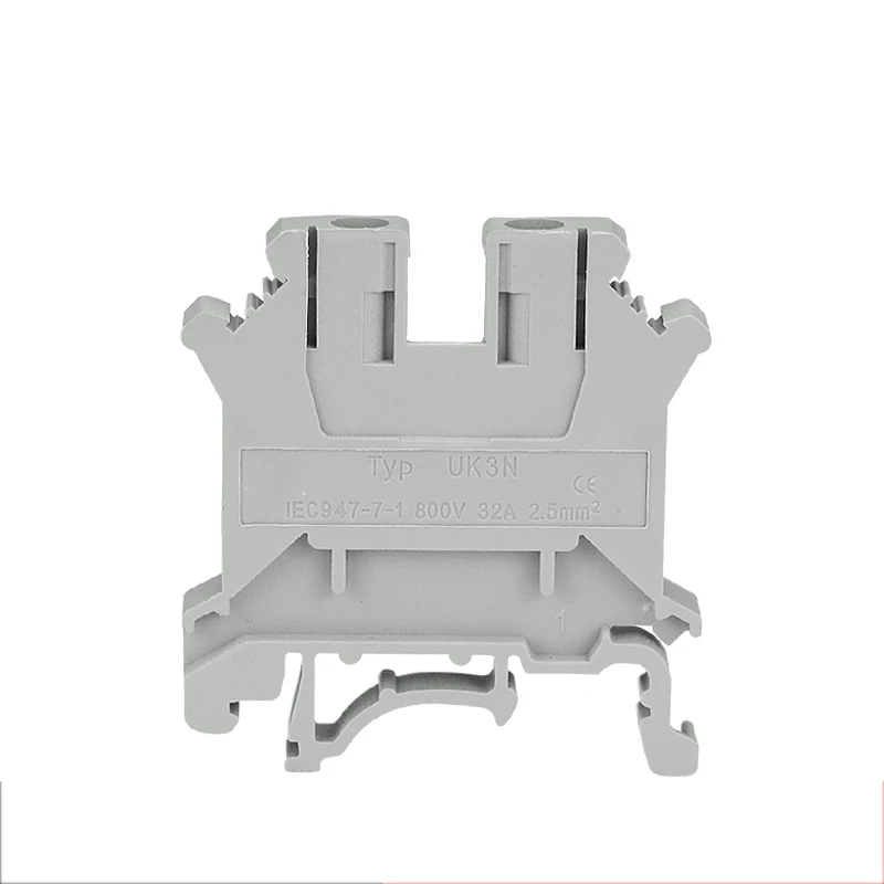 Plastic Nylon Pa66 V0 Uk 2.5b Universal Installation Panel Mounted Feed Through Screw Cage Din Rail Electric Terminal Block