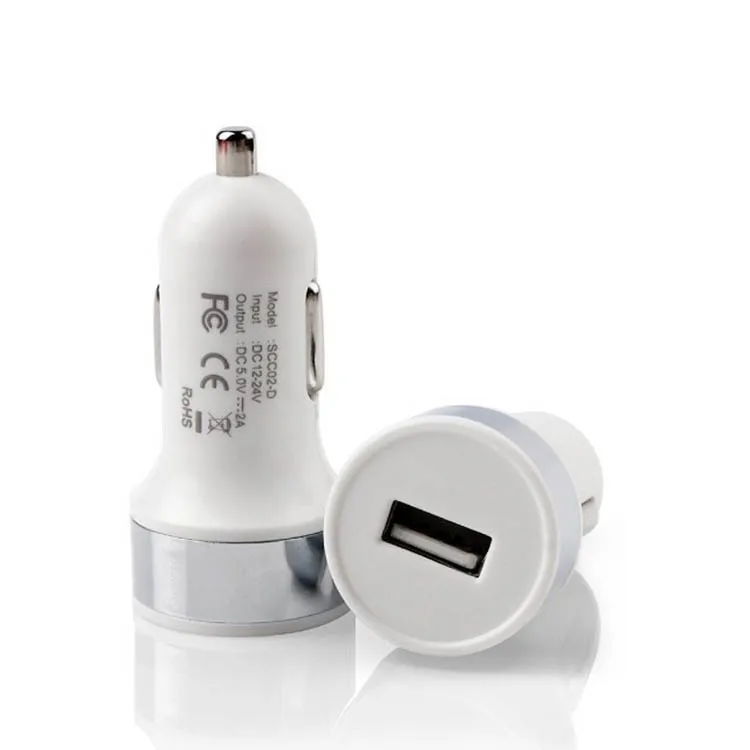 OEM High Quality Single USB Car Charger for Apple and Android Devices with Aluminous Ring